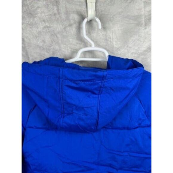 Womens Puffer Jacket Sz M Blue Lightweight Hoodie with Pull String Stretch Cuff - Picture 5 of 8